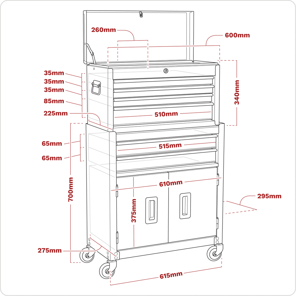 American PRO® Topchest & Rollcab Combination 6 Drawer