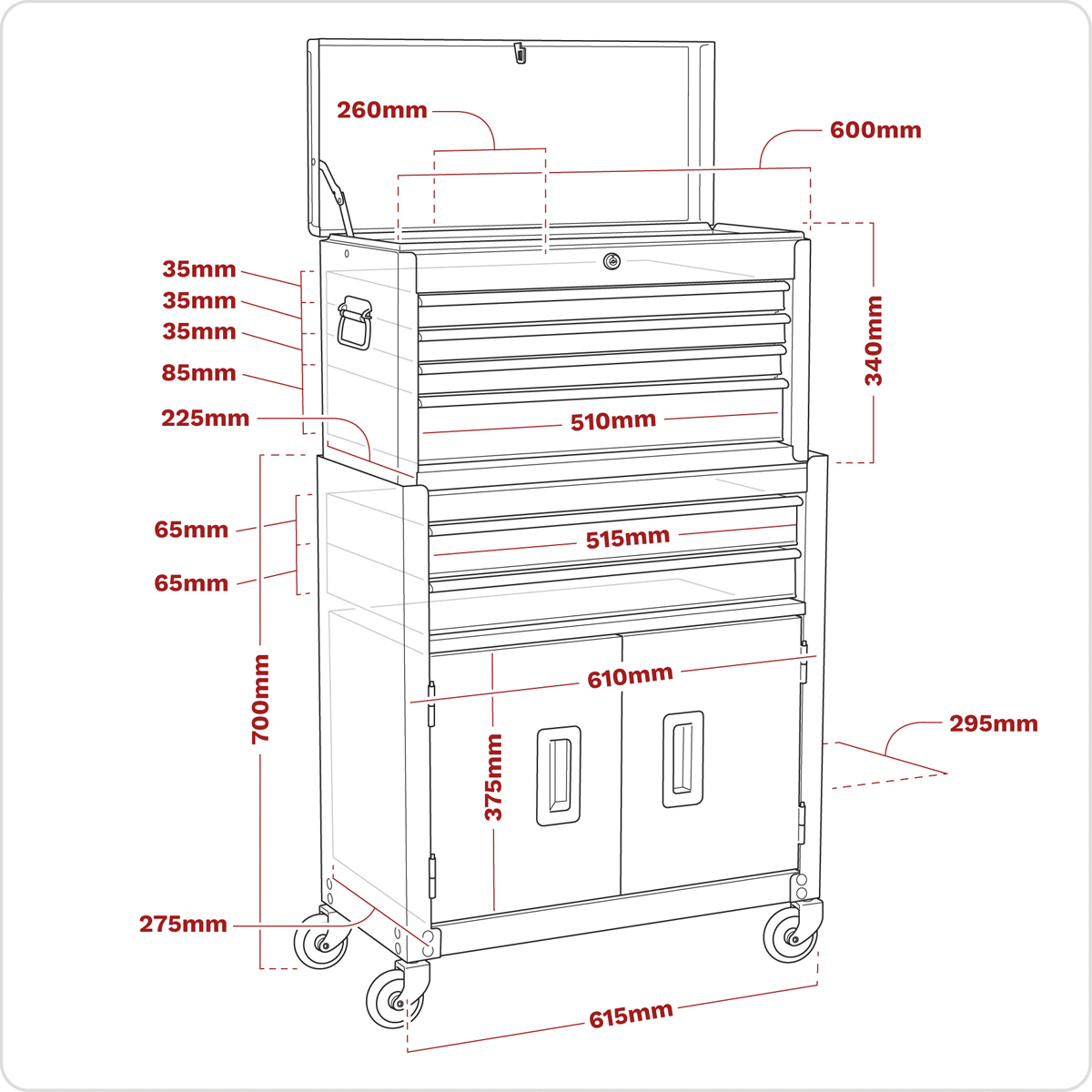 American PRO® Topchest & Rollcab Combination 6 Drawer
