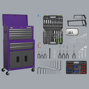 Sealey AP2200BBCOMBOCP American Pro Topchest & Rollcab Combination with 170 Piece Tool Kit, 6 Drawer, Purple/Grey