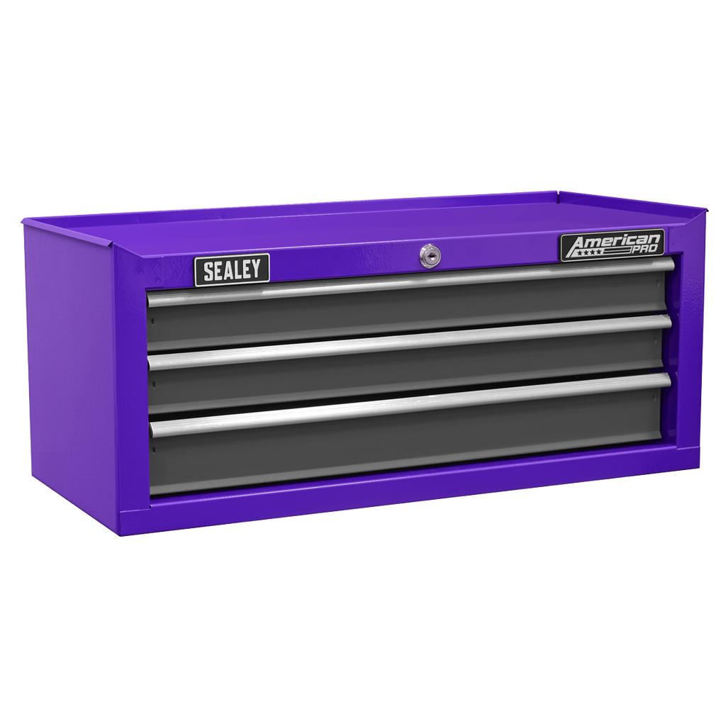 American PRO® Mid-Box Tool Chest, 3 Drawer, Purple/Grey (AP22309BBCP) (Factory Refurbished A)