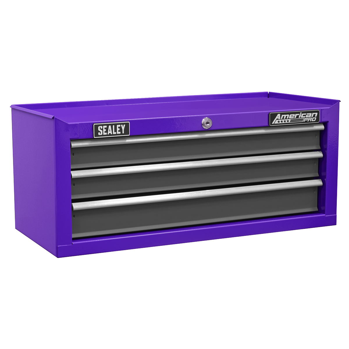 American PRO® Mid-Box Tool Chest, 3 Drawer, Purple/Grey (AP22309BBCP) (Factory Refurbished A)