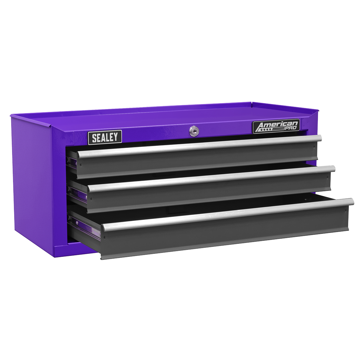 American PRO® Mid-Box Tool Chest, 3 Drawer, Purple/Grey (AP22309BBCP) (Factory Refurbished A)