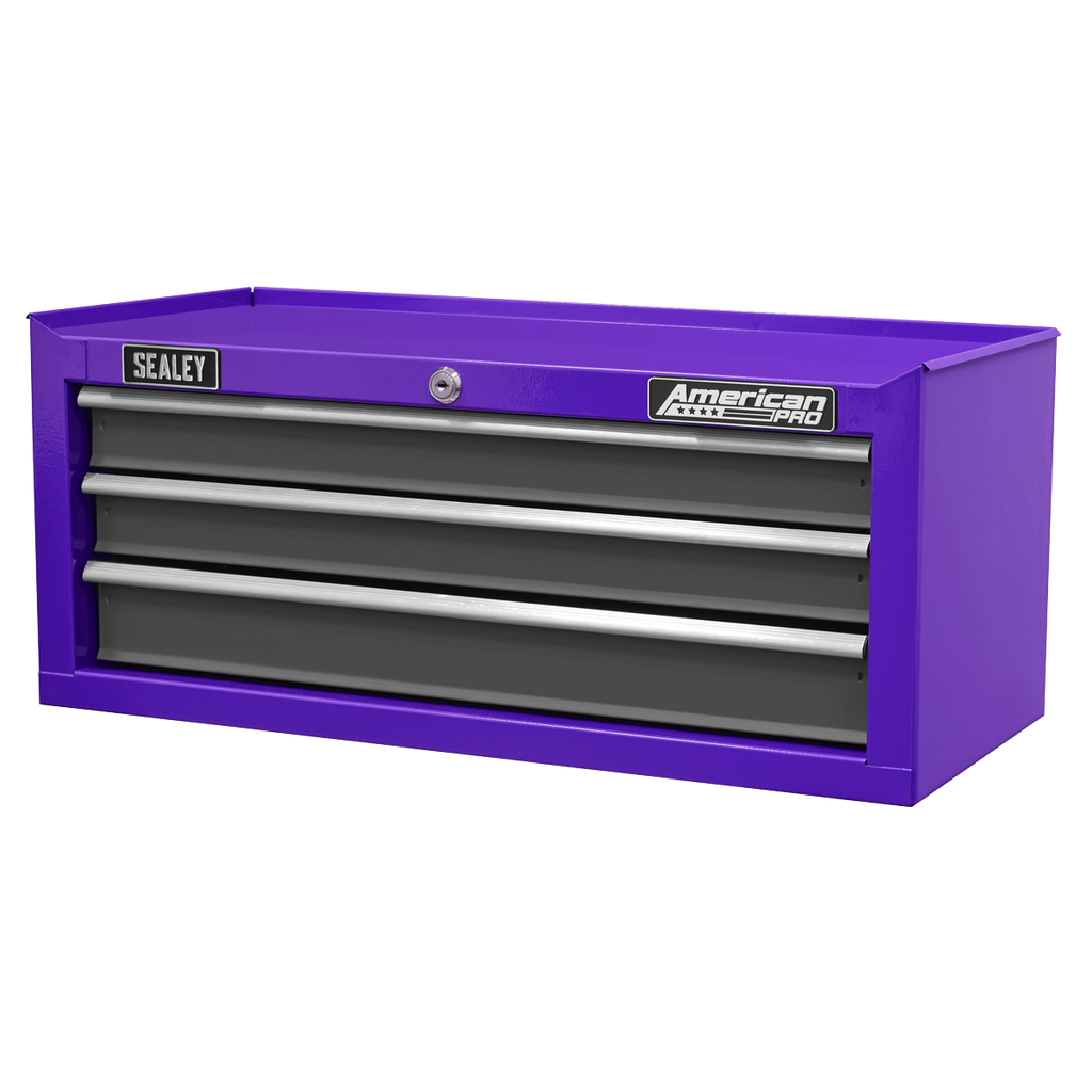 American PRO® Mid-Box Tool Chest, 3 Drawer, Purple/Grey (AP22309BBCP) (Factory Refurbished A)