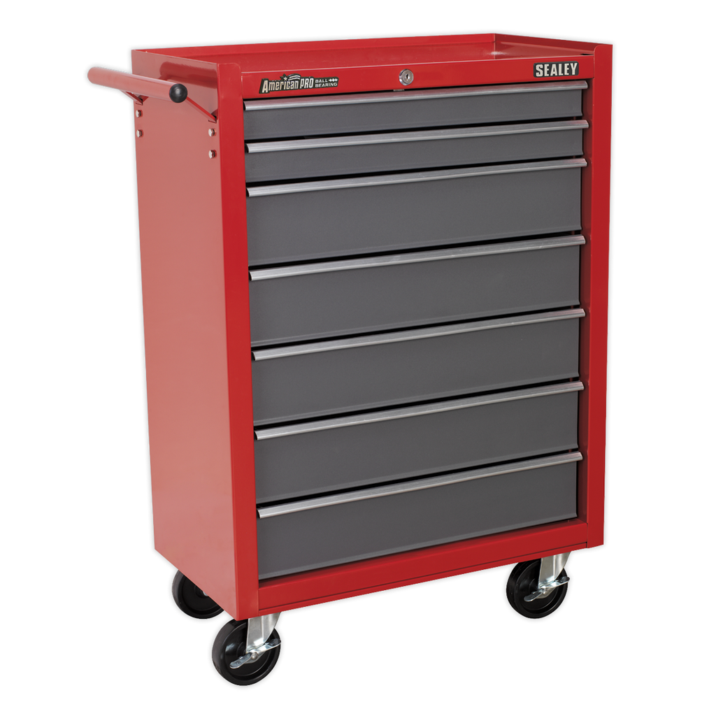 American PRO® Rollcab 7 Drawer - Red/Grey