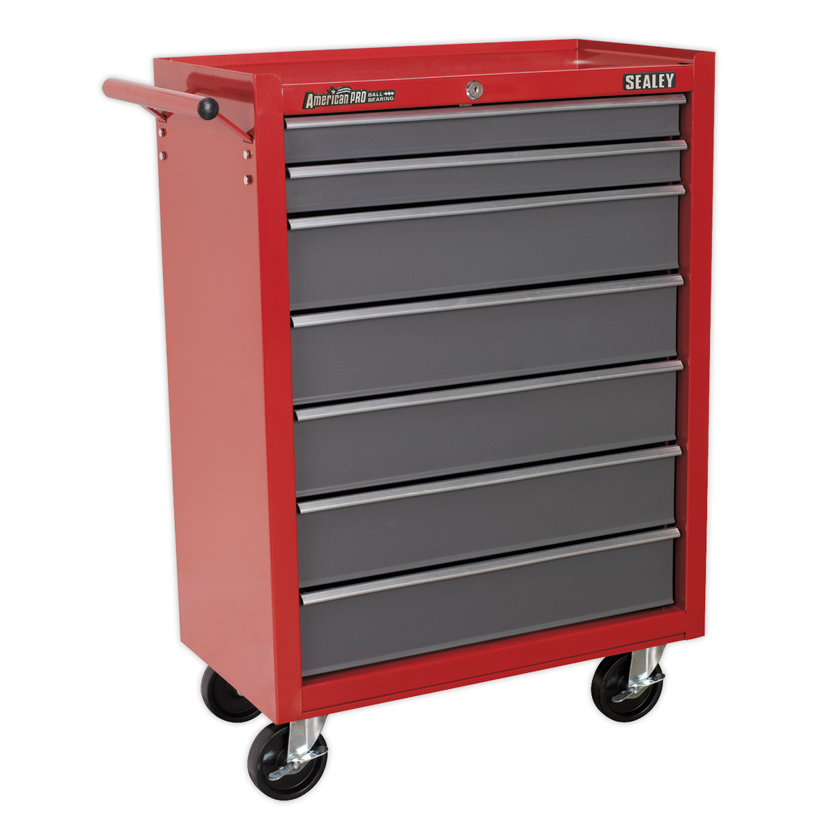 American PRO® Rollcab 7 Drawer - Red/Grey