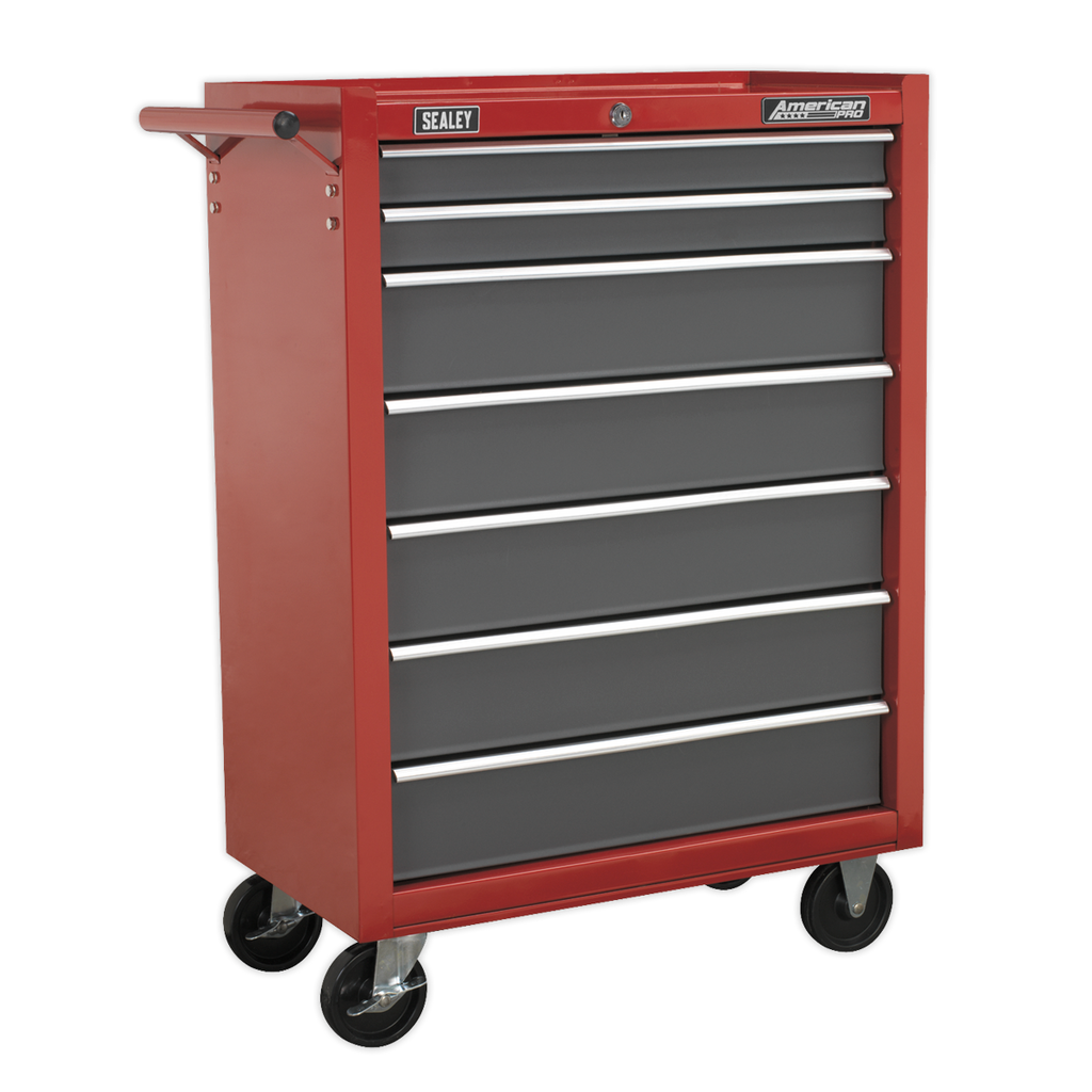 American PRO® Rollcab 7 Drawer - Red/Grey