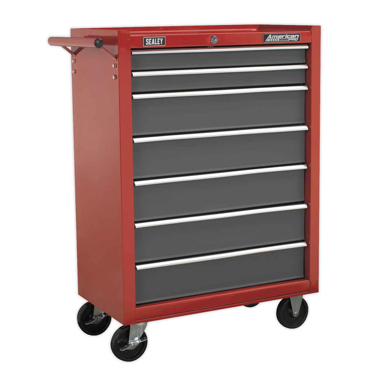 American PRO® Rollcab 7 Drawer - Red/Grey