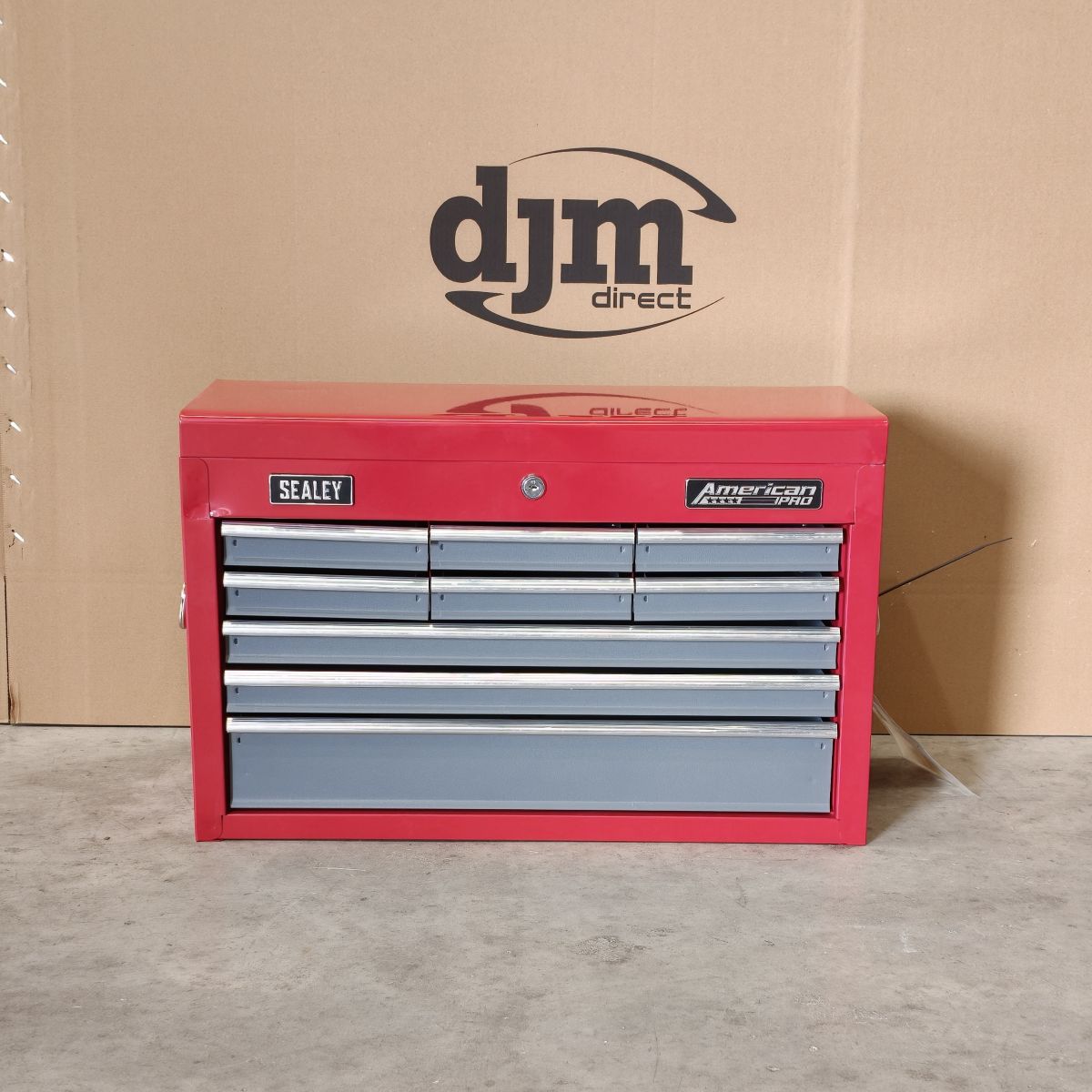 American PRO® Topchest, 9 Drawer, Red/Grey (AP22509BB) (Factory Refurbished C)