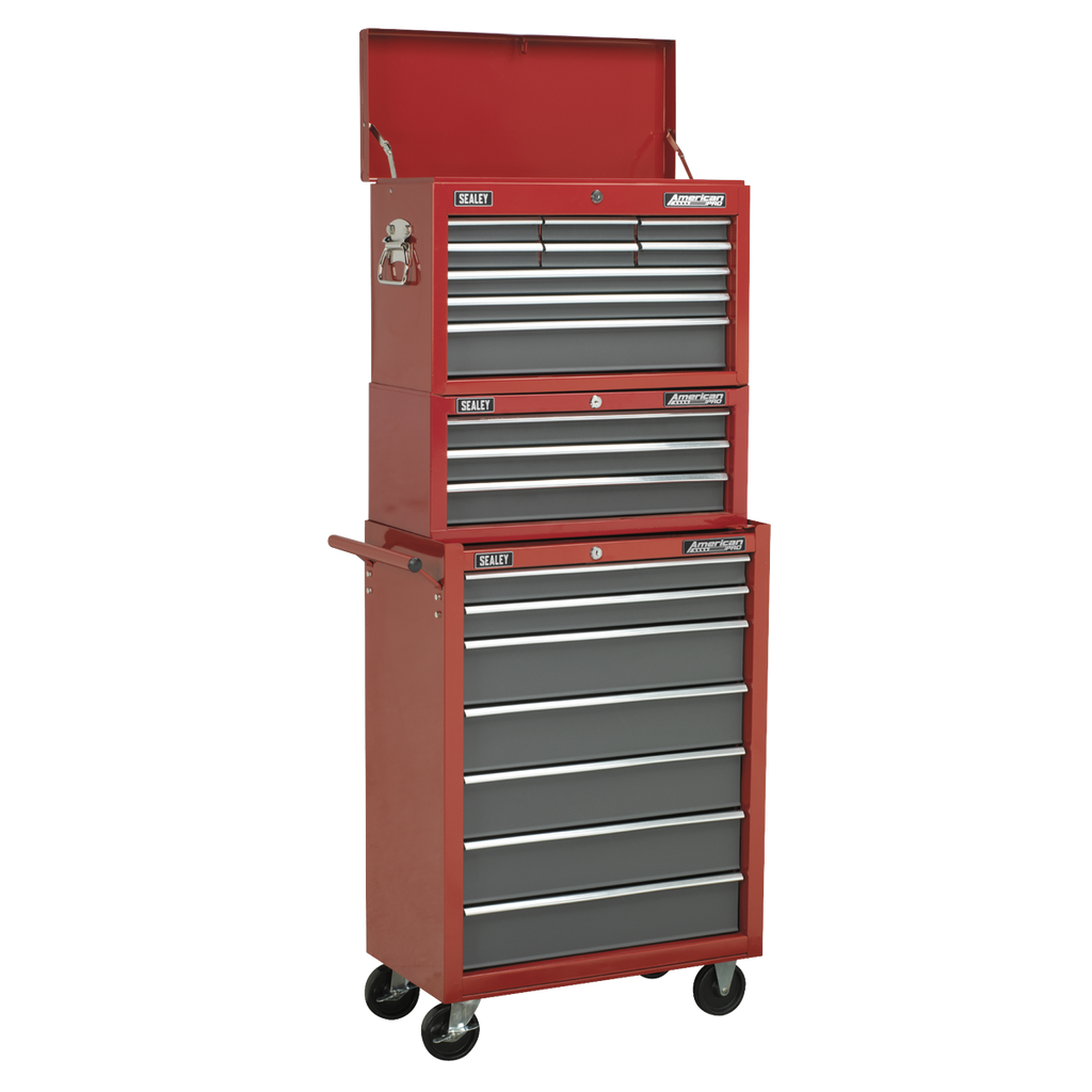 American PRO® Topchest, 9 Drawer, Red/Grey (AP22509BB) (Factory Refurbished C)