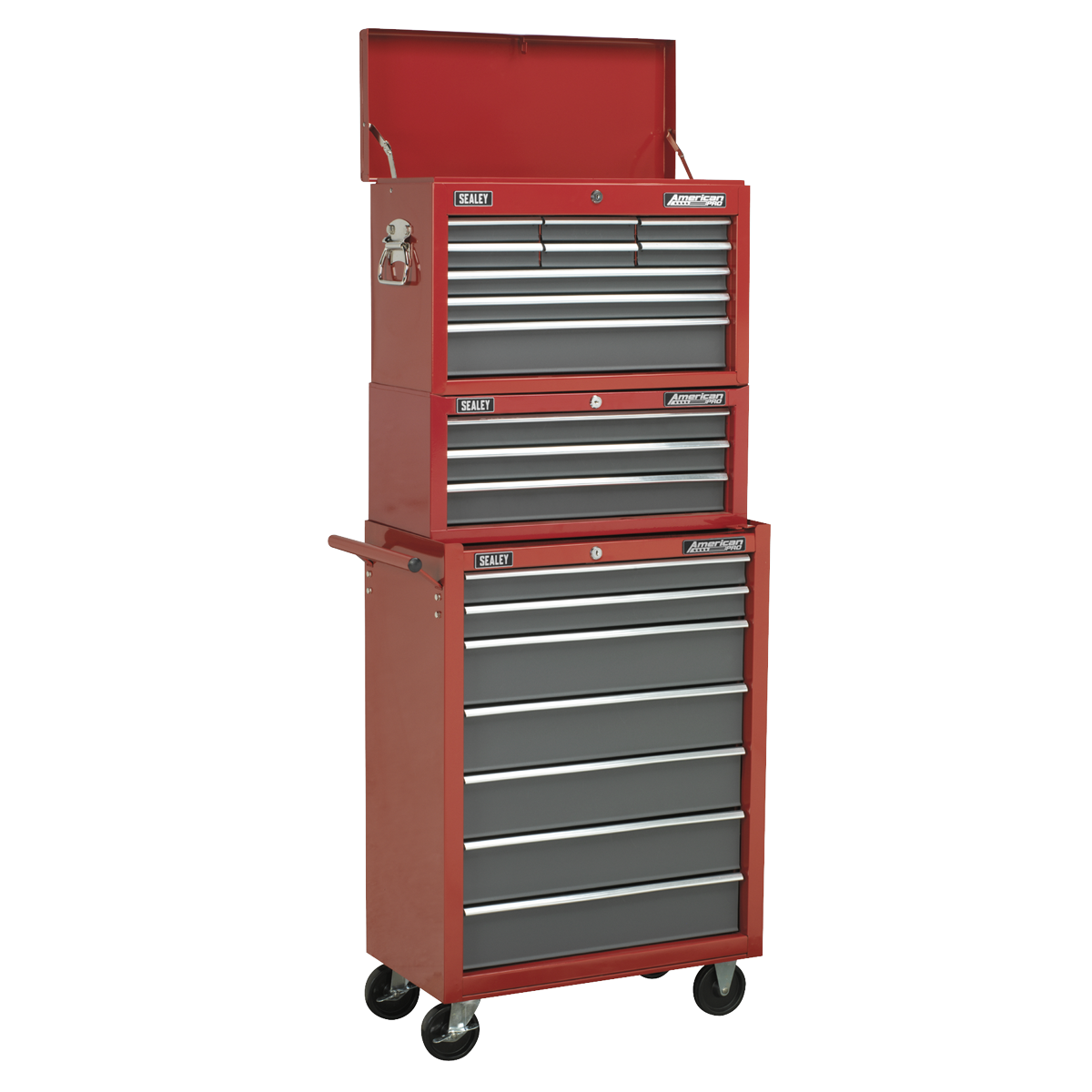 American PRO® Topchest, 9 Drawer, Red/Grey (AP22509BB) (Factory Refurbished C)