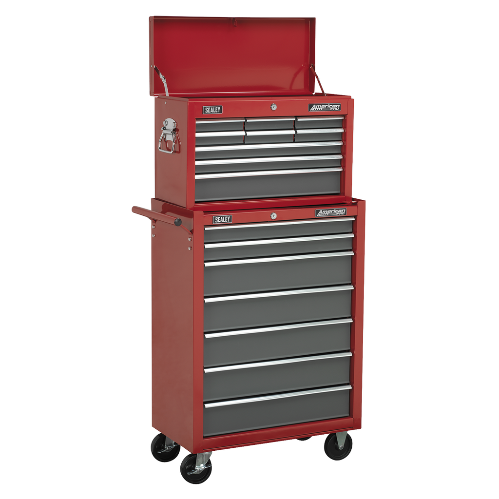 American PRO® Topchest, 9 Drawer, Red/Grey (AP22509BB) (Factory Refurbished C)