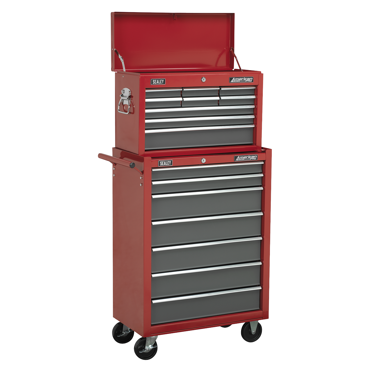 American PRO® Topchest, 9 Drawer, Red/Grey (AP22509BB) (Factory Refurbished C)