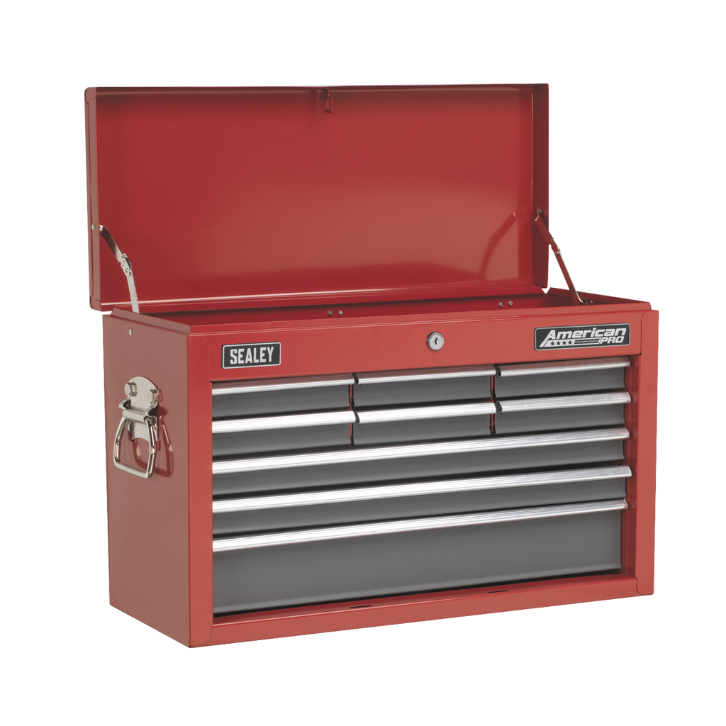 American PRO® Topchest 9 Drawer - Red/Grey