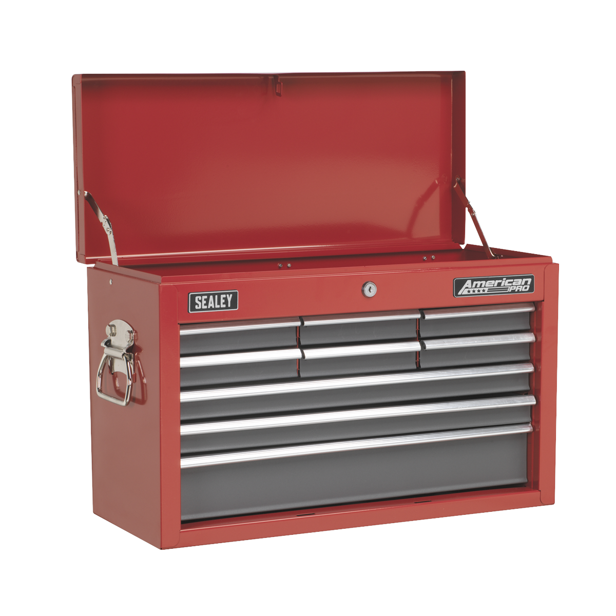 American PRO® Topchest 9 Drawer with 205pc Tool Kit - Red/Grey