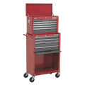 American PRO® Topchest & Rollcab Combination 13 Drawer - Red/Grey