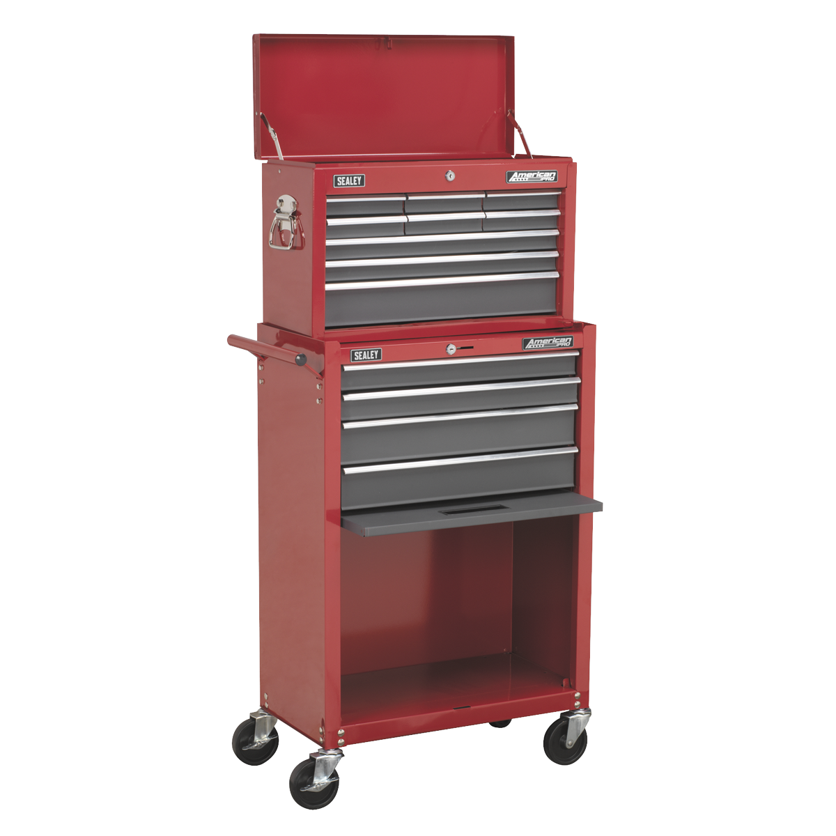 American PRO® Topchest & Rollcab Combination 13 Drawer - Red/Grey
