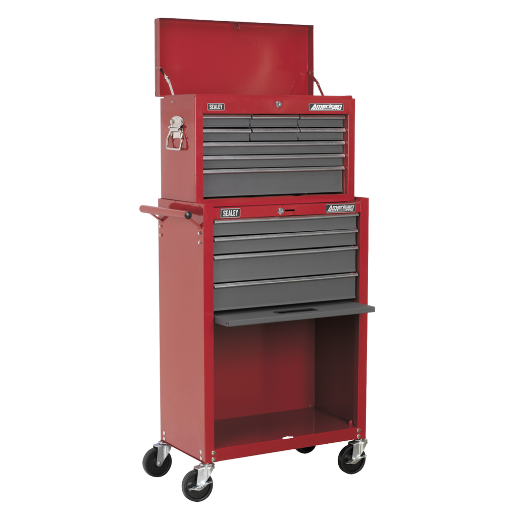 American PRO® Topchest & Rollcab Combination 13 Drawer - Red/Grey
