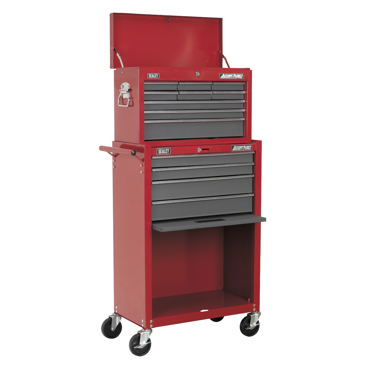 American PRO® Topchest & Rollcab Combination 13 Drawer - Red/Grey