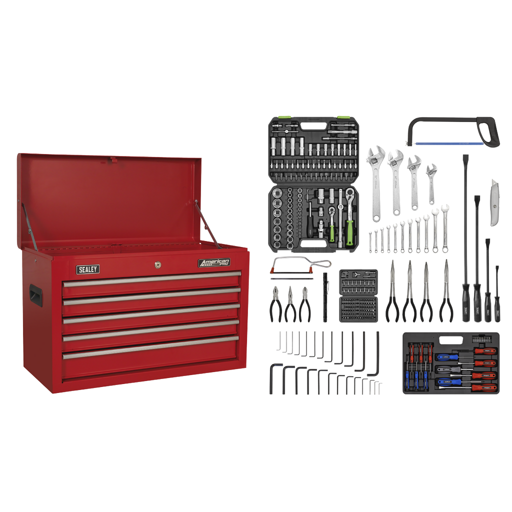 American PRO® Topchest 5 Drawer with 272pc Tool Kit - Red
