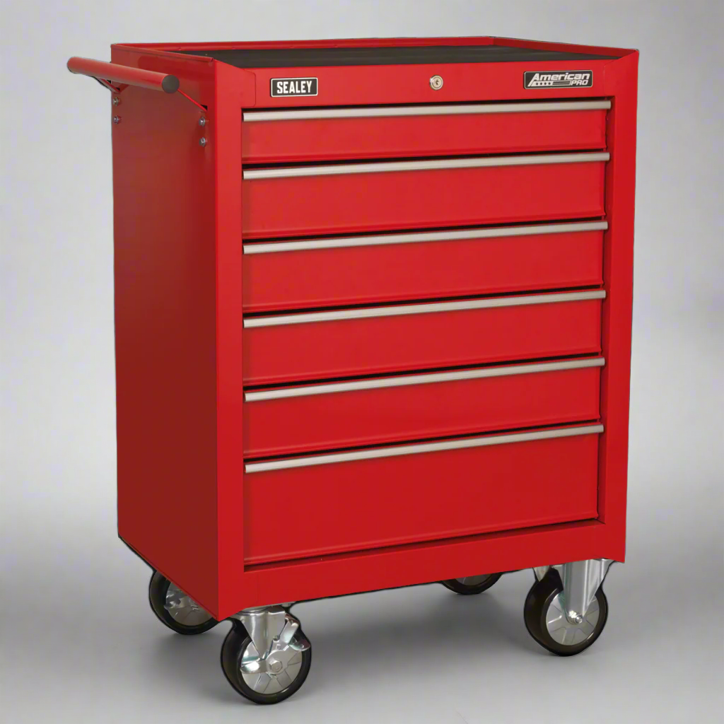 Sealey AP226 American Pro® Tool Storage Rollcab with Ball-Bearing Slides, 6 Drawer, Red