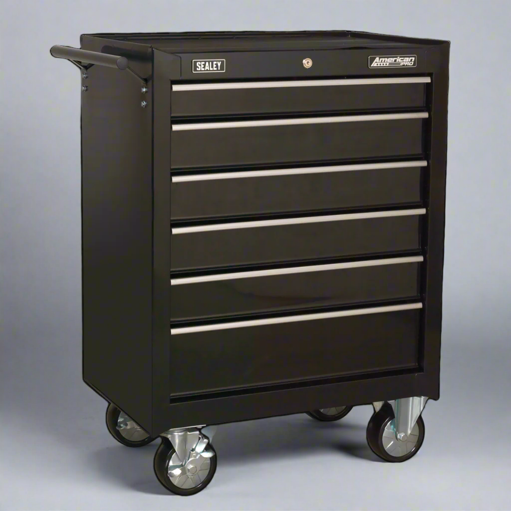 Sealey AP226B American Pro® Tool Storage Rollcab with Ball-Bearing Slides, 6 Drawer, Black