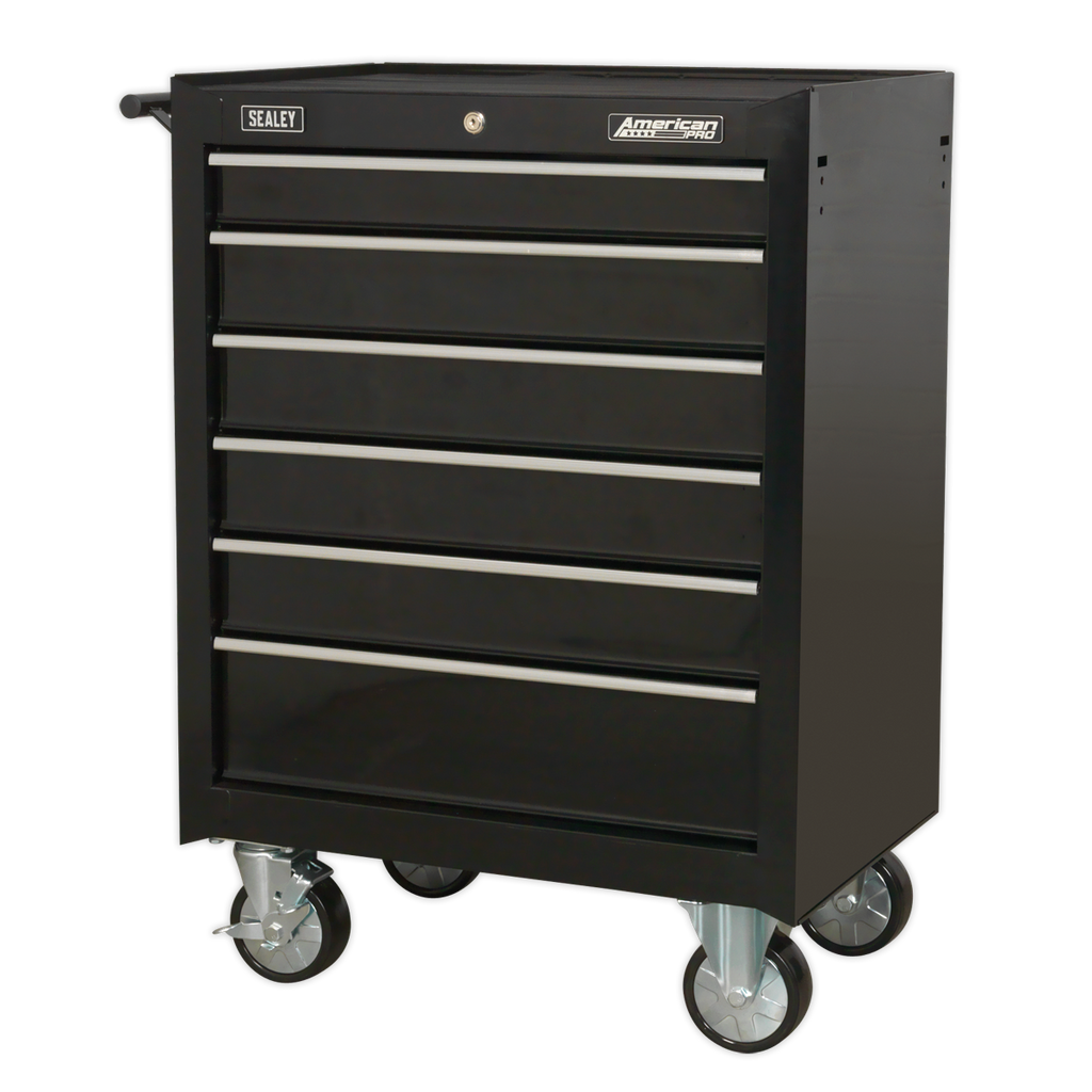 Sealey AP226B American Pro® Tool Storage Rollcab with Ball-Bearing Slides, 6 Drawer, Black