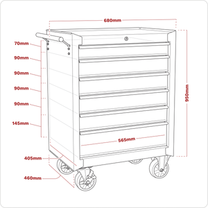 Sealey AP226 AP226B American Pro® Tool Storage Rollcab with Ball-Bearing Slides, 6 Drawer