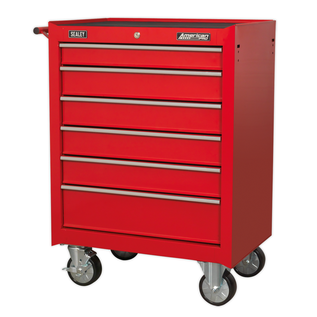 Sealey AP226 American Pro® Tool Storage Rollcab with Ball-Bearing Slides, 6 Drawer, Red