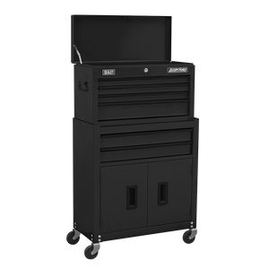 Sealey AP22BK American Pro Topchest & Rollcab Combination with Ball Bearing Slides, 6 Drawer, Black
