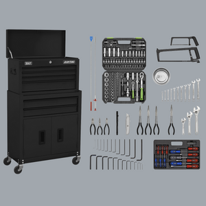 Sealey AP22BKCOMBO American Pro Topchest & Rollcab Combination with 170 Piece Tool Kit, 6 Drawer, Black