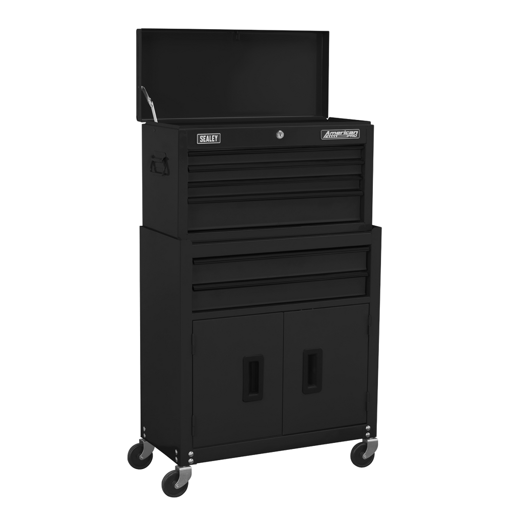 American PRO® Topchest & Rollcab Combination, 6 Drawer, Black (AP22BK)