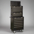 Sealey AP22BSTACK American Pro Topchest, Mid-Box Chest & Rollcab Stack with Ball-Bearing Slides, 14 Drawer, Black