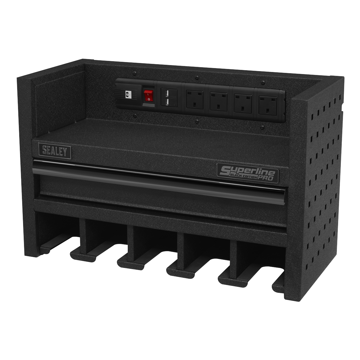 Superline PRO® Power Tool Storage Rack with Drawer & Power Bar (AP22SRBE)