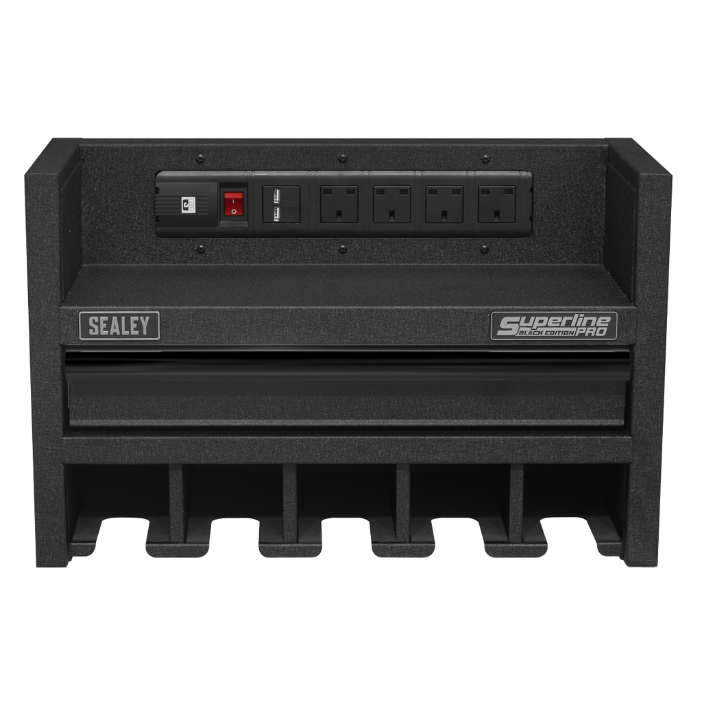 Superline PRO® Power Tool Storage Rack with Drawer & Power Bar (AP22SRBE)
