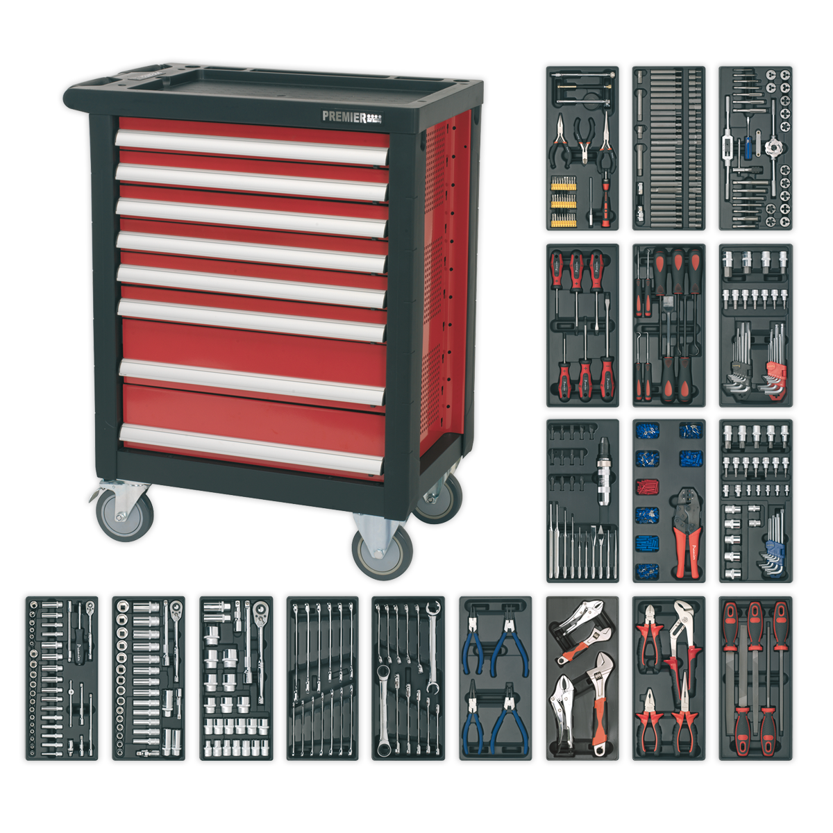 Premier™ Rollcab 8 Drawer with 707pc Tool Kit