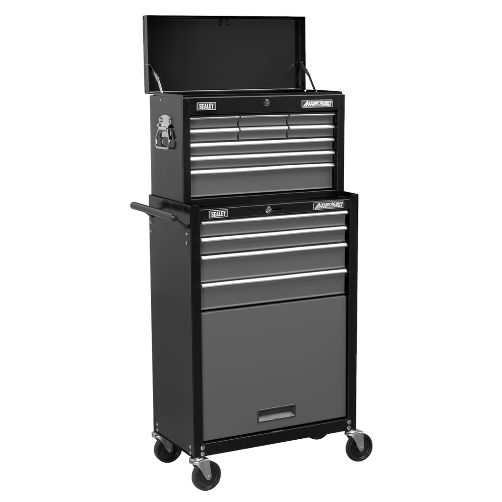 American PRO® Topchest & Rollcab Combination 13 Drawer - Black/Grey