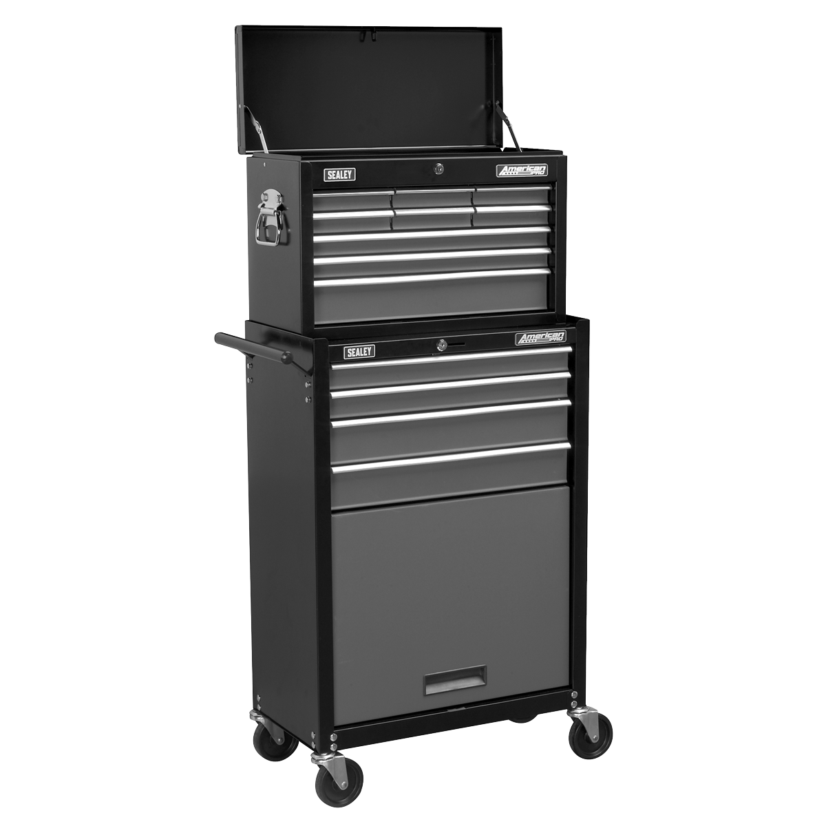 American PRO® Topchest & Rollcab Combination 13 Drawer - Black/Grey
