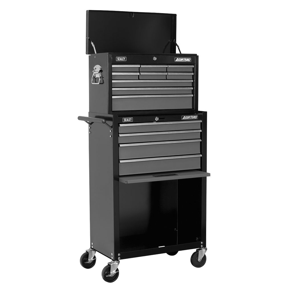 American PRO® Topchest & Rollcab Combination 13 Drawer - Black/Grey