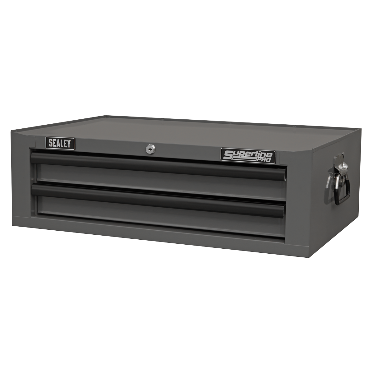 Superline PRO® Heavy-Duty Mid-Box Tool Chest, 2 Drawer, Grey/Black (AP26029TG)