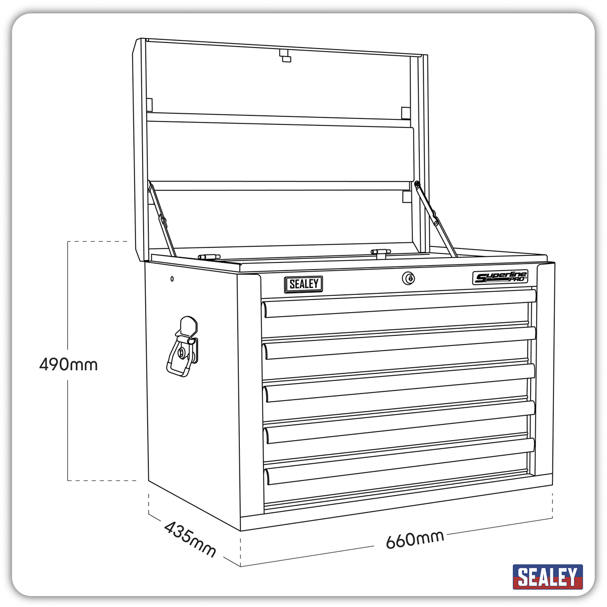 Superline PRO® Heavy-Duty Topchest, 5 Drawer, Khaki (AP26059TK)