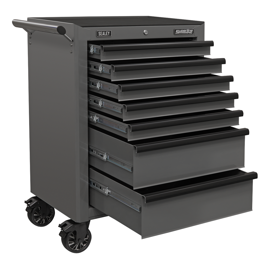 Superline PRO® Rollcab 7 Drawer - Grey/Black