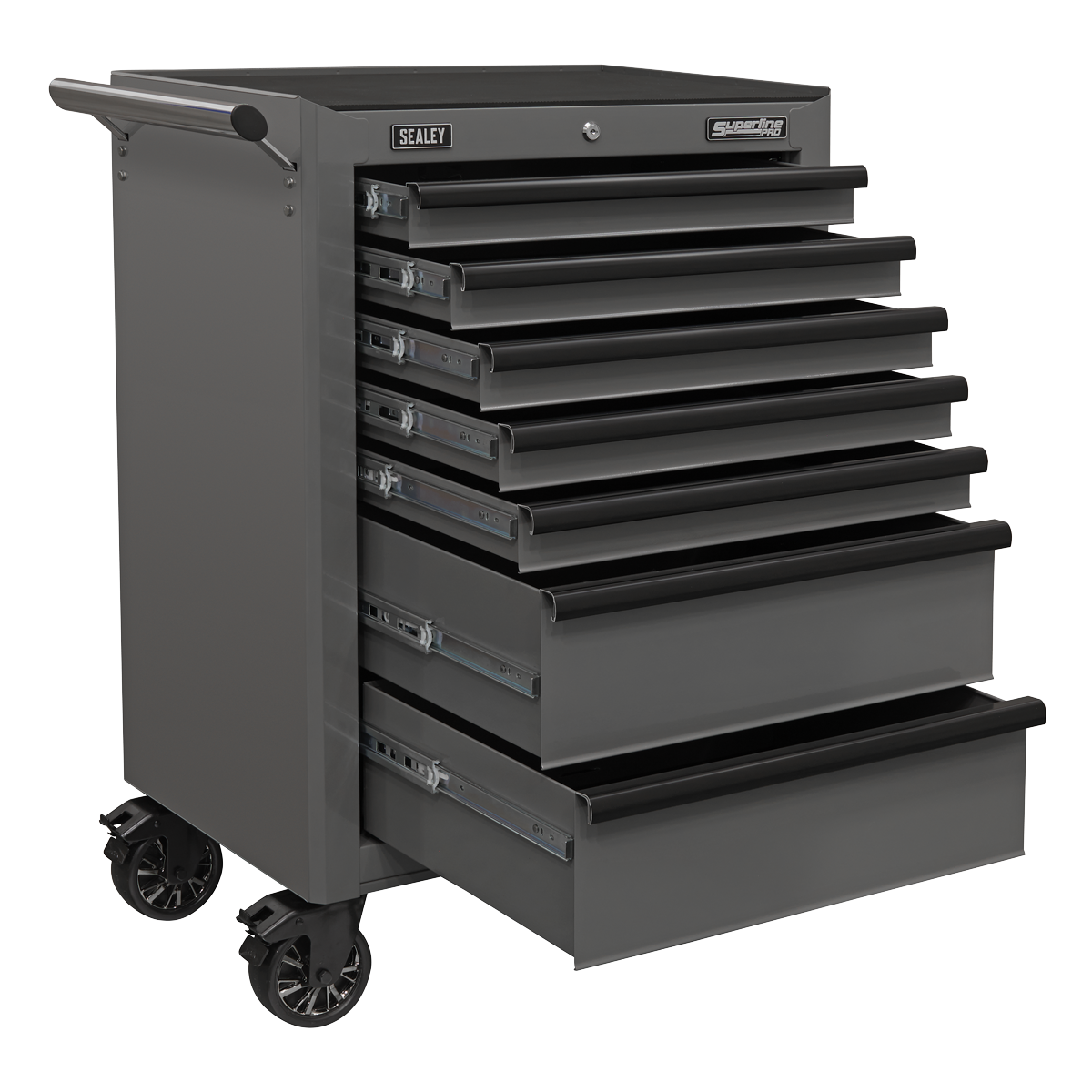 Superline PRO® Rollcab 7 Drawer - Grey/Black