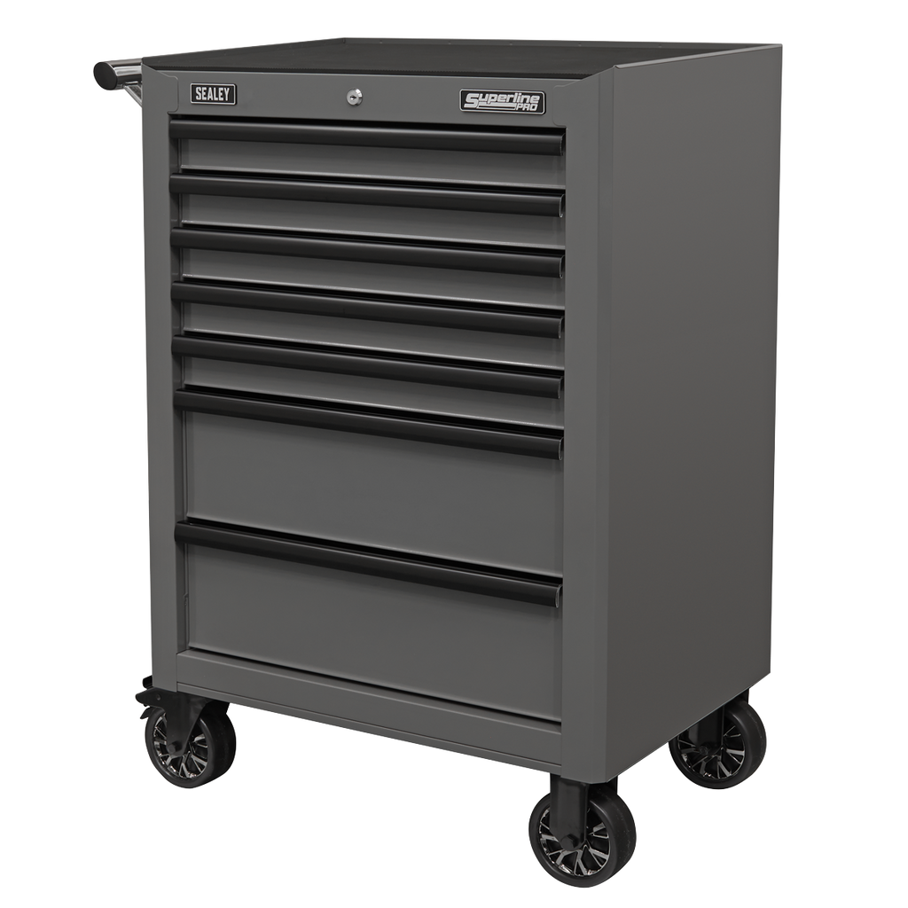 Superline PRO® Rollcab 7 Drawer - Grey/Black