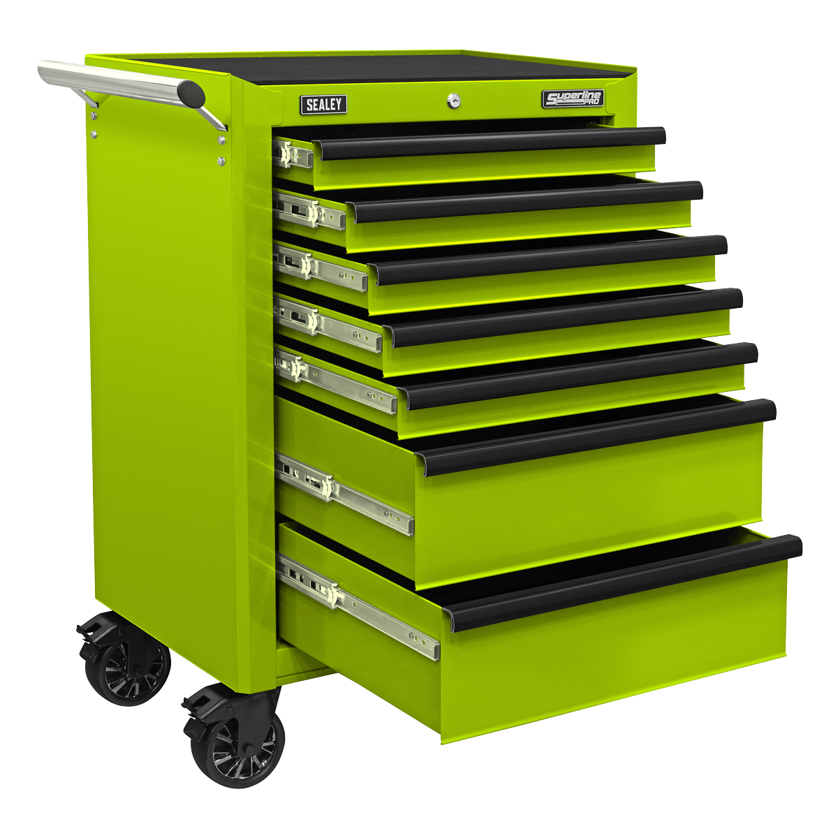 Superline PRO® Rollcab 7 Drawer - Green/Black