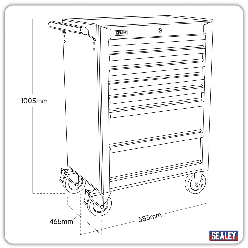 Superline PRO® Heavy-Duty Rollcab, 7 Drawer, Black (AP26479TB)