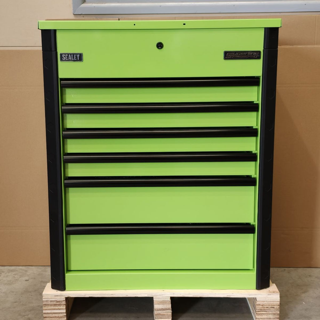 Superline PRO® Mobile Heavy-Duty Tool Trolley, 6 Drawer, Green (AP266HV)