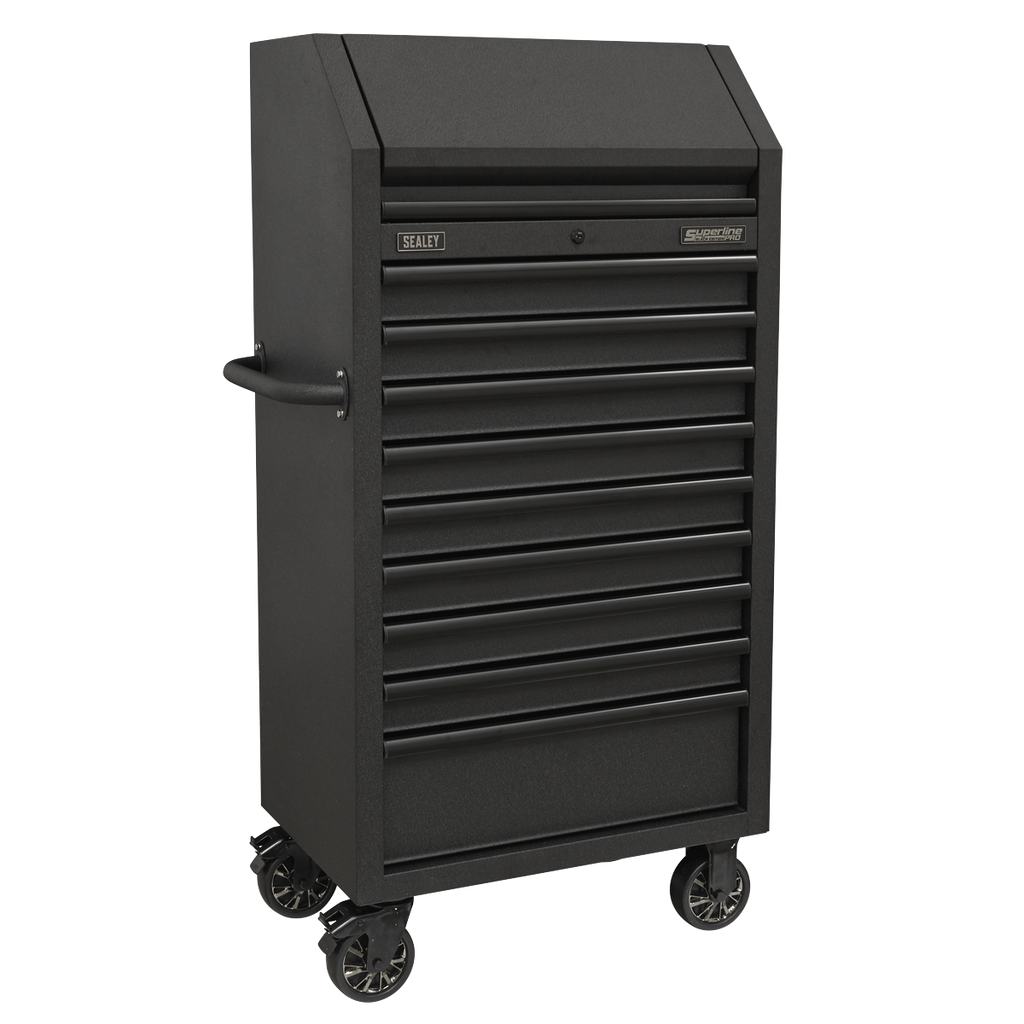 Superline PRO® Black Edition Tower Cabinet with 9 Soft Close Drawers & Power Strip 690mm