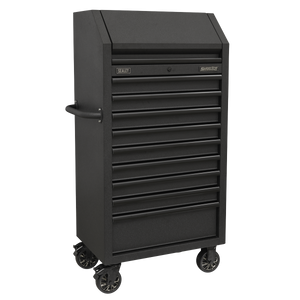 Superline PRO® Black Edition Tower Cabinet with 9 Soft Close Drawers & Power Strip 690mm