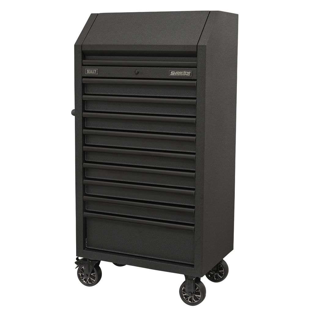 Superline PRO® Black Edition Tower Cabinet with 9 Soft Close Drawers & Power Strip 690mm