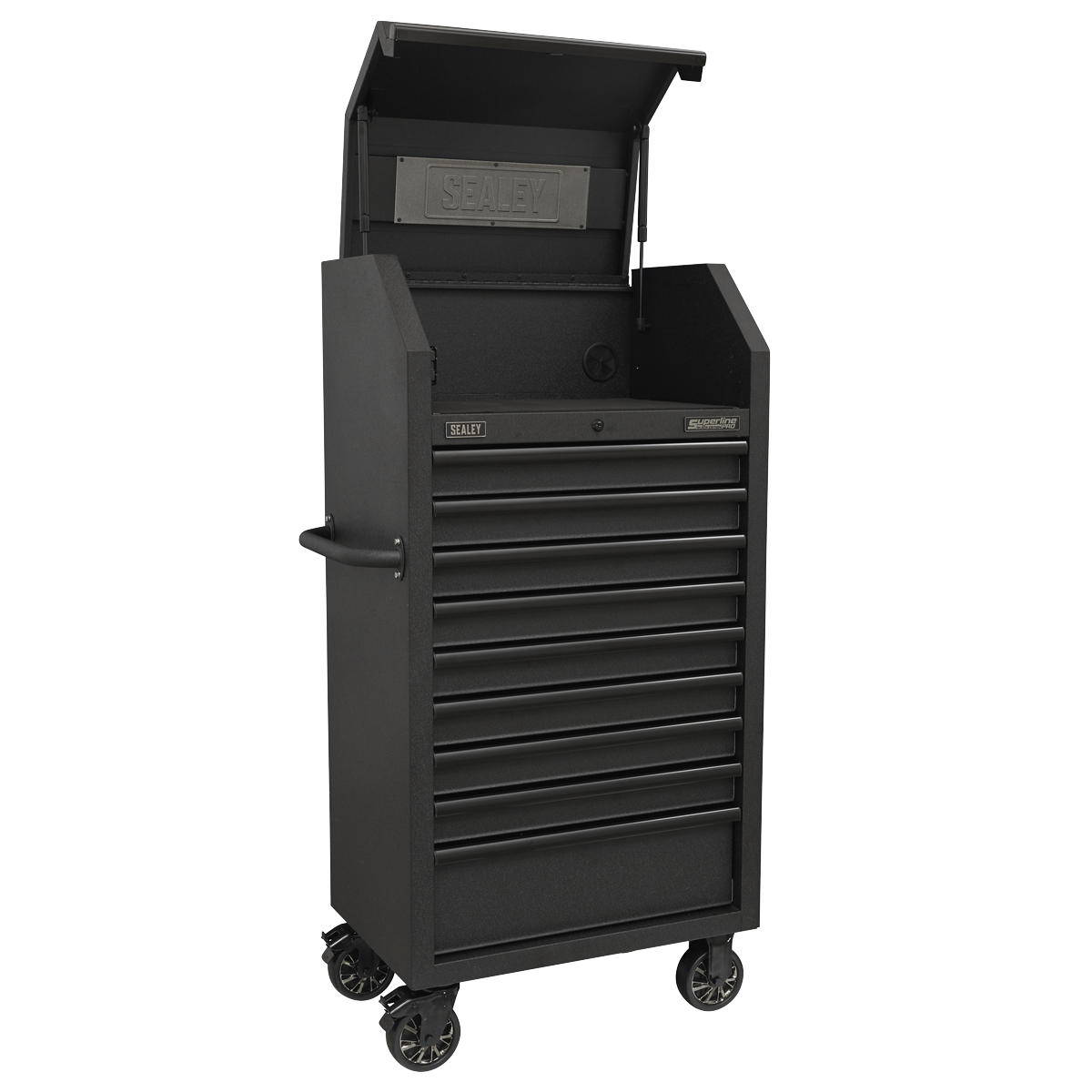 Superline PRO® Black Edition Tower Cabinet with 9 Soft Close Drawers & Power Strip 690mm